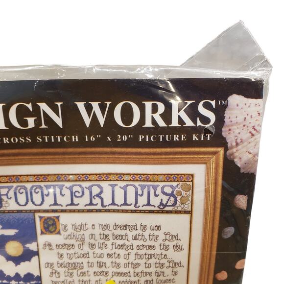Design Works Footprints Poem Counted Cross Stitch Kit 14 Count Aida Cloth NEW - Picture 4 of 7